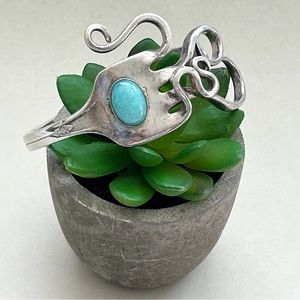 Vintage Amazonite William Rogers & Sons International Silver Fork Cuff Bracelet